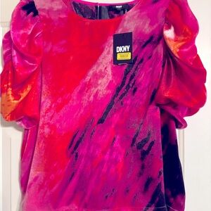 NWT DKNY Ruffled Puff Sleeve Blouse